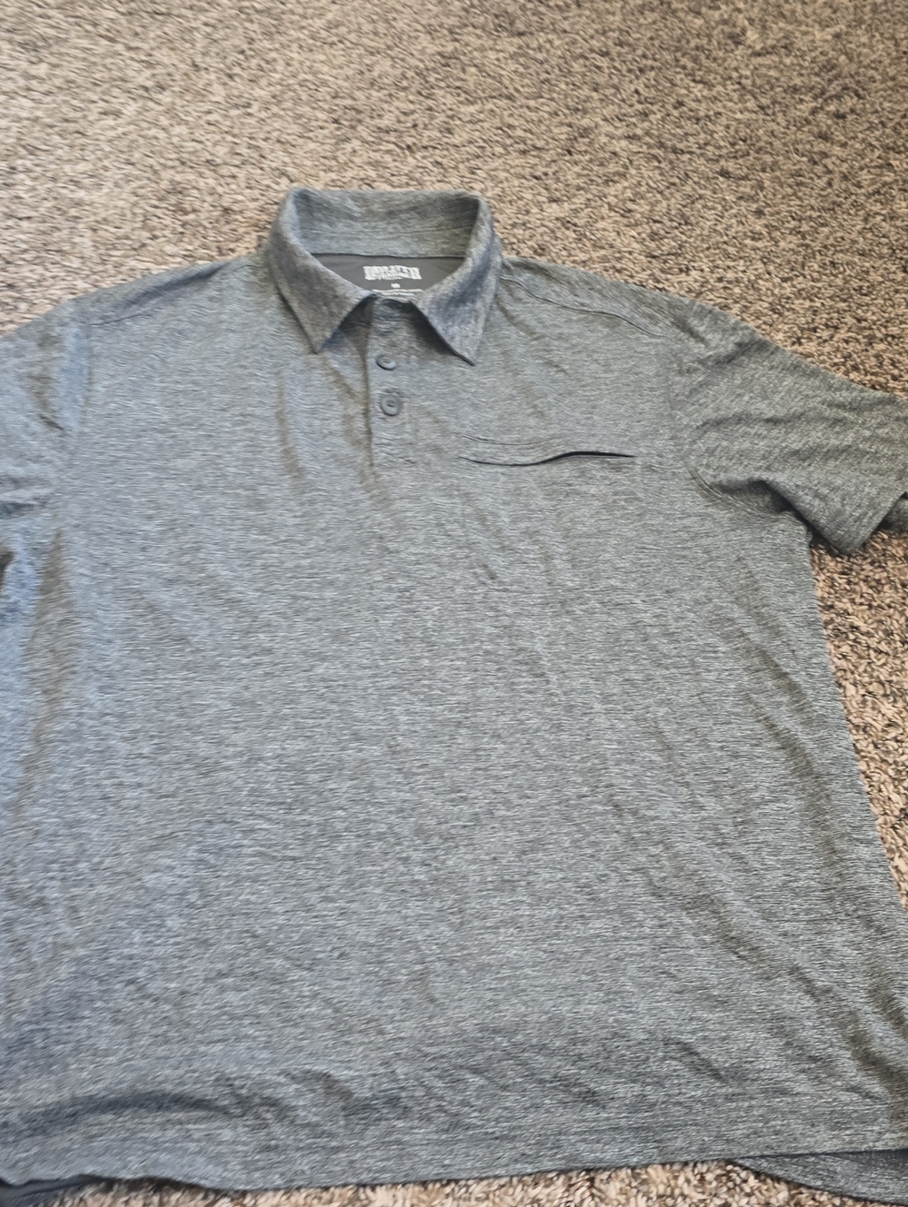 Duluth Trading Co Gray Heather Polo with Chest Pocket